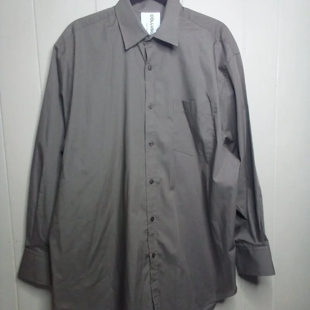 Collusion Button Up Shirt M Long Sleeve Tan Brown